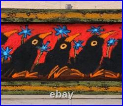 John Sperry Outsider Southern Primitive Folk Art Blackbirds Bird Painting