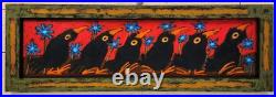 John Sperry Outsider Southern Primitive Folk Art Blackbirds Bird Painting