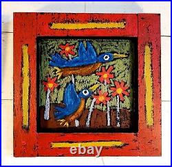 John Sperry Outsider Southern Primitive Folk Art BlueBirds Birds Painting