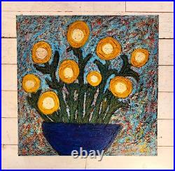 John Sperry Outsider Southern Primitive Folk Art Flowers Painting Blue Sky's John Sperry Outsider Southern Primitive Folk Art Flowers Painting Blue Sky's