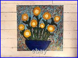 John Sperry Outsider Southern Primitive Folk Art Flowers Painting Blue Sky's John Sperry Outsider Southern Primitive Folk Art Flowers Painting Blue Sky's