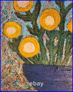 John Sperry Outsider Southern Primitive Folk Art Flowers Painting Blue Sky's John Sperry Outsider Southern Primitive Folk Art Flowers Painting Blue Sky's