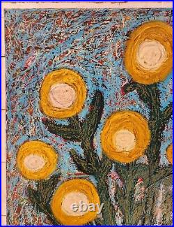 John Sperry Outsider Southern Primitive Folk Art Flowers Painting Blue Sky's John Sperry Outsider Southern Primitive Folk Art Flowers Painting Blue Sky's