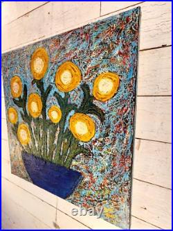 John Sperry Outsider Southern Primitive Folk Art Flowers Painting Blue Sky's John Sperry Outsider Southern Primitive Folk Art Flowers Painting Blue Sky's