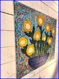 John Sperry Outsider Southern Primitive Folk Art Flowers Painting Blue Sky's John Sperry Outsider Southern Primitive Folk Art Flowers Painting Blue Sky's