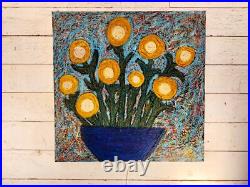 John Sperry Outsider Southern Primitive Folk Art Flowers Painting Blue Sky's John Sperry Outsider Southern Primitive Folk Art Flowers Painting Blue Sky's