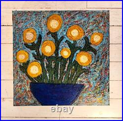 John Sperry Outsider Southern Primitive Folk Art Flowers Painting Blue Sky's John Sperry Outsider Southern Primitive Folk Art Flowers Painting Blue Sky's