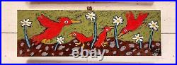 John Sperry Outsider Southern Primitive Folk Art Painting Red CARDINAL Birds