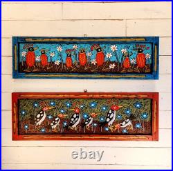 John Sperry Outsider Southern Primitive Folk Art Woodpecker Birds Painting John Sperry Outsider Southern Primitive Folk Art Woodpecker Birds Painting