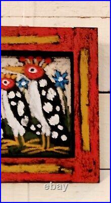 John Sperry Outsider Southern Primitive Folk Art Woodpecker Birds Painting
