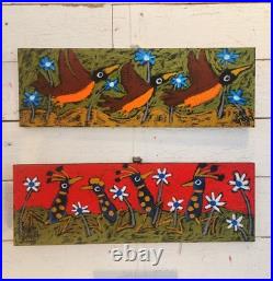 John Sperry Outsider Southern Primitive bird Folk Art Robins Painting Birds Bird