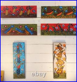 John Sperry Outsider Southern Primitive bird Folk Art Robins Painting Birds Bird