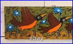 John Sperry Outsider Southern Primitive bird Folk Art Robins Painting Birds Bird