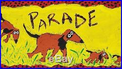 John Sperry Primitive Outsider Southern Folk Art Dogs painting Coon Dawg Parade