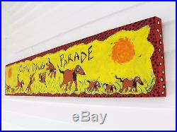 John Sperry Primitive Outsider Southern Folk Art Dogs painting Coon Dawg Parade