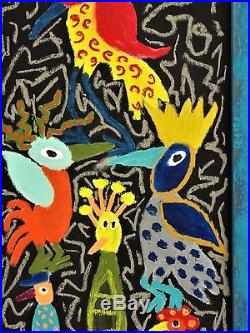 John Sperry Southern Primitive Brut Folk Art Painting Funkadelic Birds Pyramid