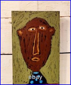 John Sperry Southern Primitive Contemporary Brut Folk Art Painting Talking Head