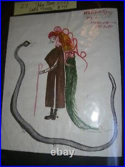 John Toney FOLK ART PAINTING OUTSIDER VINTAGE Woman with Snake 1995