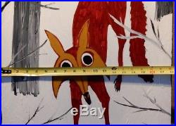 John cornbread Anderson Folk Art Painting of Fox in Winter, 18 x 24