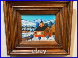 Jonas Bradford Original Oil painting 7x9Canvas Amish School 16x18 Frame Folk Art