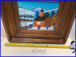 Jonas Bradford Original Oil painting 7x9Canvas Amish School 16x18 Frame Folk Art