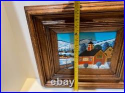 Jonas Bradford Original Oil painting 7x9Canvas Amish School 16x18 Frame Folk Art