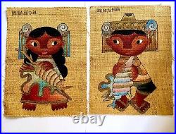 Jose Maria De Servin 2 PC Oil On Burlap 60s Important Mexican Folk Art Paintings