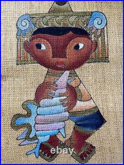 Jose Maria De Servin 2 PC Oil On Burlap 60s Important Mexican Folk Art Paintings