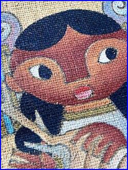 Jose Maria De Servin 2 PC Oil On Burlap 60s Important Mexican Folk Art Paintings