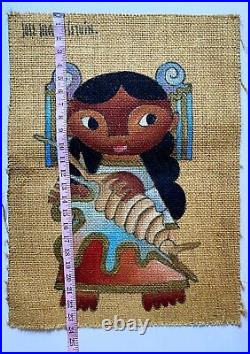 Jose Maria De Servin 2 PC Oil On Burlap 60s Important Mexican Folk Art Paintings