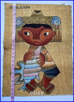 Jose Maria De Servin 2 PC Oil On Burlap 60s Important Mexican Folk Art Paintings