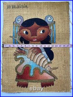 Jose Maria De Servin 2 PC Oil On Burlap 60s Important Mexican Folk Art Paintings