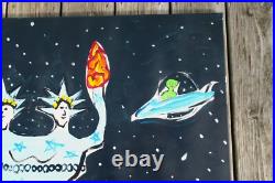 Jr Charlie Folk Art Painting Huge Two Headed Statue Of Liberty Painting Politics