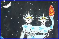 Jr Charlie Folk Art Painting Huge Two Headed Statue Of Liberty Painting Politics