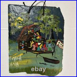 Juke Joint Revival Painting by Louisiana Folk Artist Hank Holland on Slate Rare Juke Joint Revival Painting by Louisiana Folk Artist Hank Holland on Slate Rare