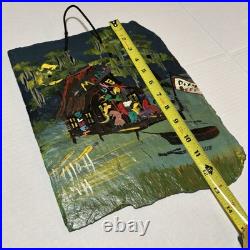 Juke Joint Revival Painting by Louisiana Folk Artist Hank Holland on Slate Rare Juke Joint Revival Painting by Louisiana Folk Artist Hank Holland on Slate Rare