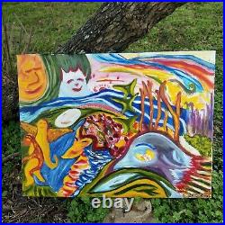 Jungle Animals Folk Art Painting Abstract Art Psychedelic Landscape Georgia