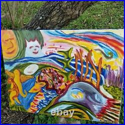 Jungle Animals Folk Art Painting Abstract Art Psychedelic Landscape Georgia