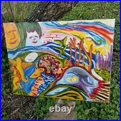 Jungle Animals Folk Art Painting Abstract Art Psychedelic Landscape Georgia