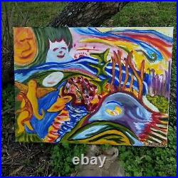 Jungle Animals Folk Art Painting Abstract Art Psychedelic Landscape Georgia