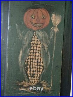 Kathy Graybill Folk Art Painter ORIGINAL Artwork Fall Halloween JOL Corn 21 X 12