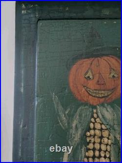 Kathy Graybill Folk Art Painter ORIGINAL Artwork Fall Halloween JOL Corn 21 X 12