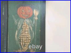 Kathy Graybill Folk Art Painter ORIGINAL Artwork Fall Halloween JOL Corn 21 X 12
