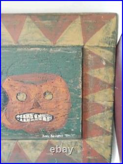 Kathy Graybill Folk Art Painter ORIGINAL Artwork Halloween Jack O Lantern 21 X10
