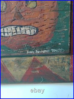 Kathy Graybill Folk Art Painter ORIGINAL Artwork Halloween Jack O Lantern 21 X10