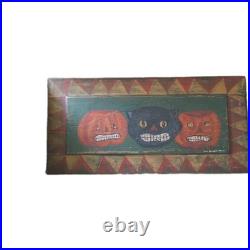 Kathy Graybill Folk Art Painter ORIGINAL Artwork Halloween Jack O Lantern 21 X10
