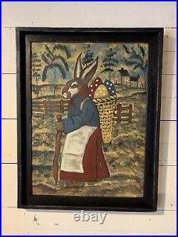 Kathy Graybill-Folk Art Painter-ORIGINAL Artwork-Rabbit 21x27