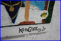 Ken Griffey Jr Upper Deck Rookie Card / Folk Art Painting By El Santo