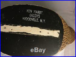 Ken Harris Vintage Working Duck Hunting Decoy Hand Painted Woodville NY Folk Art