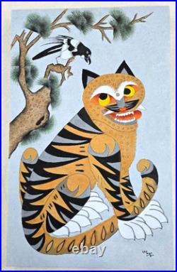Korean Folk Art Hand Painting Tiger and Magpie K-pop Demon Hunters